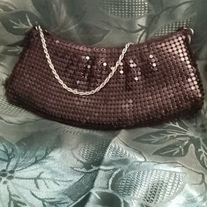 Black metallic evening bag